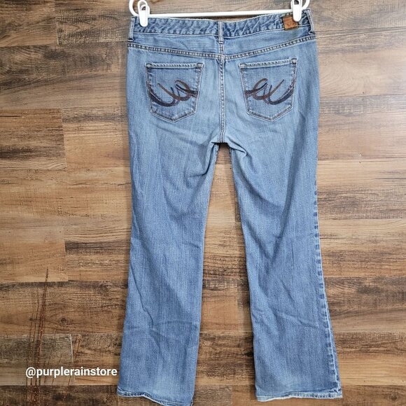 Vtg Express Jeans Size 12 Boot Low Rise Medium Light Wash Denim Western Y2K - Picture 2 of 13